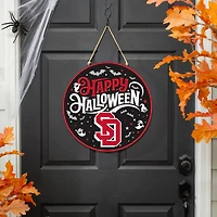 South Dakota Coyotes 18" Happy Halloween Wooden Round Door Sign