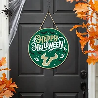 South Florida Bulls 18" Happy Halloween Wooden Round Door Sign