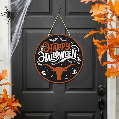 Texas Longhorns 18" Happy Halloween Wooden Round Door Sign