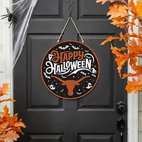 Texas Longhorns 18" Happy Halloween Wooden Round Door Sign