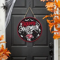 Wisconsin Badgers 18" Happy Halloween Wooden Round Door Sign