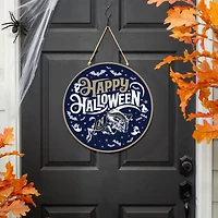 Navy Midshipmen 18" Happy Halloween Wooden Round Door Sign