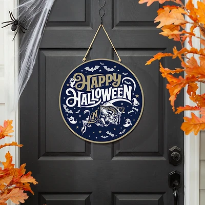 Navy Midshipmen 18" Happy Halloween Wooden Round Door Sign