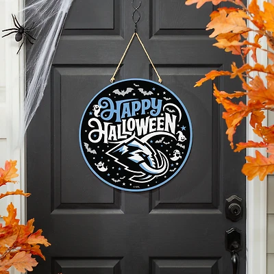 Utah Mammoth 18" Happy Halloween Wooden Round Door Sign