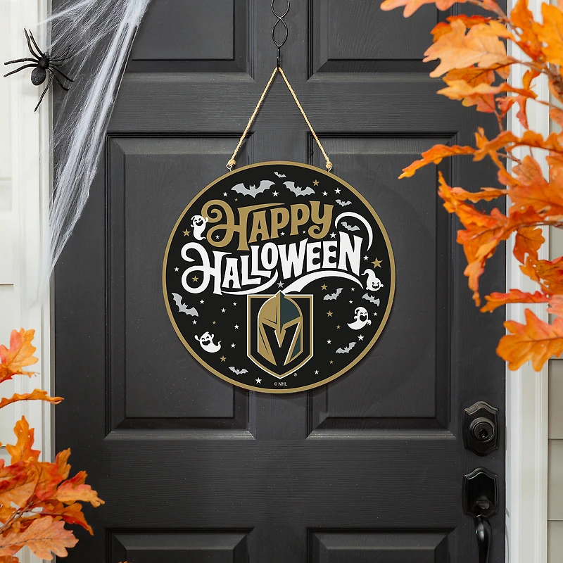 Vegas Golden Knights 18" Happy Halloween Wooden Round Door Sign