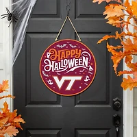Virginia Tech Hokies 18" Happy Halloween Wooden Round Door Sign