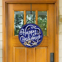 Baltimore Ravens 18" Happy Holidays Wooden Round Door Sign