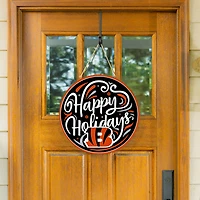 Cincinnati Bengals 18" Happy Holidays Wooden Round Door Sign