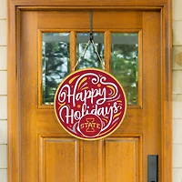 Iowa State Cyclones 18" Happy Holidays Wooden Round Door Sign
