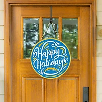 Los Angeles Chargers 18" Happy Holidays Wooden Round Door Sign