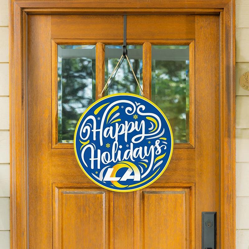 Los Angeles Rams 18" Happy Holidays Wooden Round Door Sign
