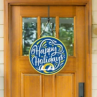 Los Angeles Rams 18" Happy Holidays Wooden Round Door Sign