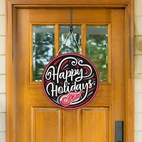 Detroit Red Wings 18" Happy Holidays Wooden Round Door Sign