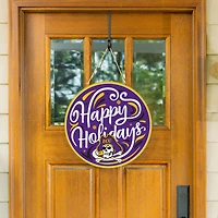 ECU Pirates 18" Happy Holidays Wooden Round Door Sign
