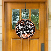 Oklahoma State Cowboys 18" Happy Holidays Wooden Round Door Sign