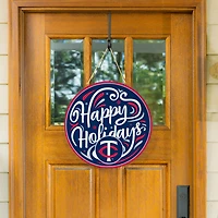 Minnesota Twins 18" Happy Holidays Wooden Round Door Sign