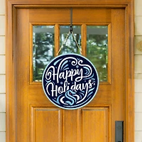 Seattle Kraken 18" Happy Holidays Wooden Round Door Sign