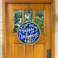 South Dakota State Jackrabbits 18" Happy Holidays Wooden Round Door Sign