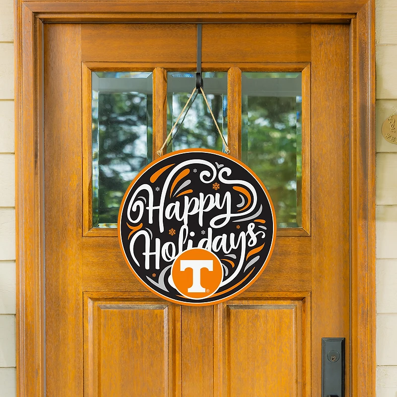 Tennessee Volunteers 18" Happy Holidays Wooden Round Door Sign