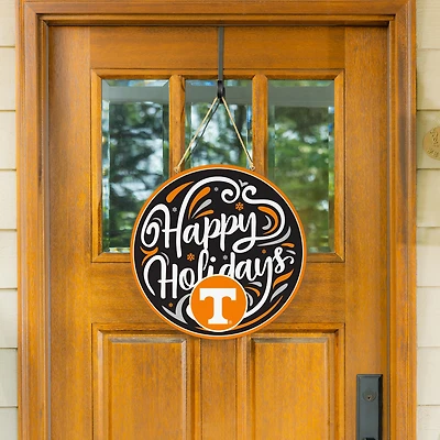 Tennessee Volunteers 18" Happy Holidays Wooden Round Door Sign