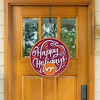 Virginia Tech Hokies 18" Happy Holidays Wooden Round Door Sign