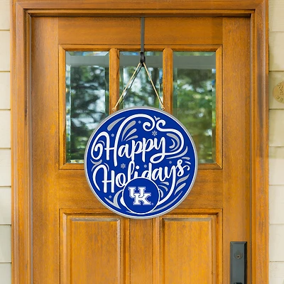 Kentucky Wildcats 18" Happy Holidays Wooden Round Door Sign