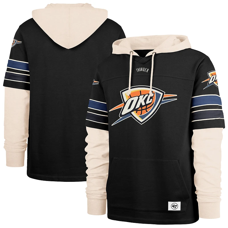 Men's '47  Black Oklahoma City Thunder Split Zone Cornerback Duo Hoodie