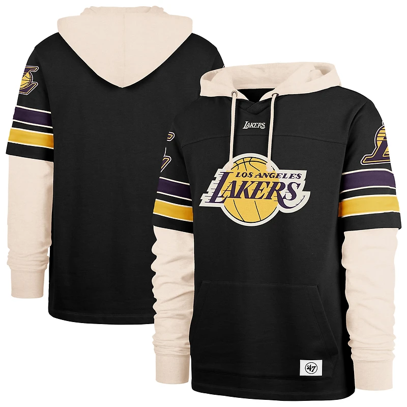 Men's '47  Black Los Angeles Lakers Split Zone Cornerback Duo Hoodie