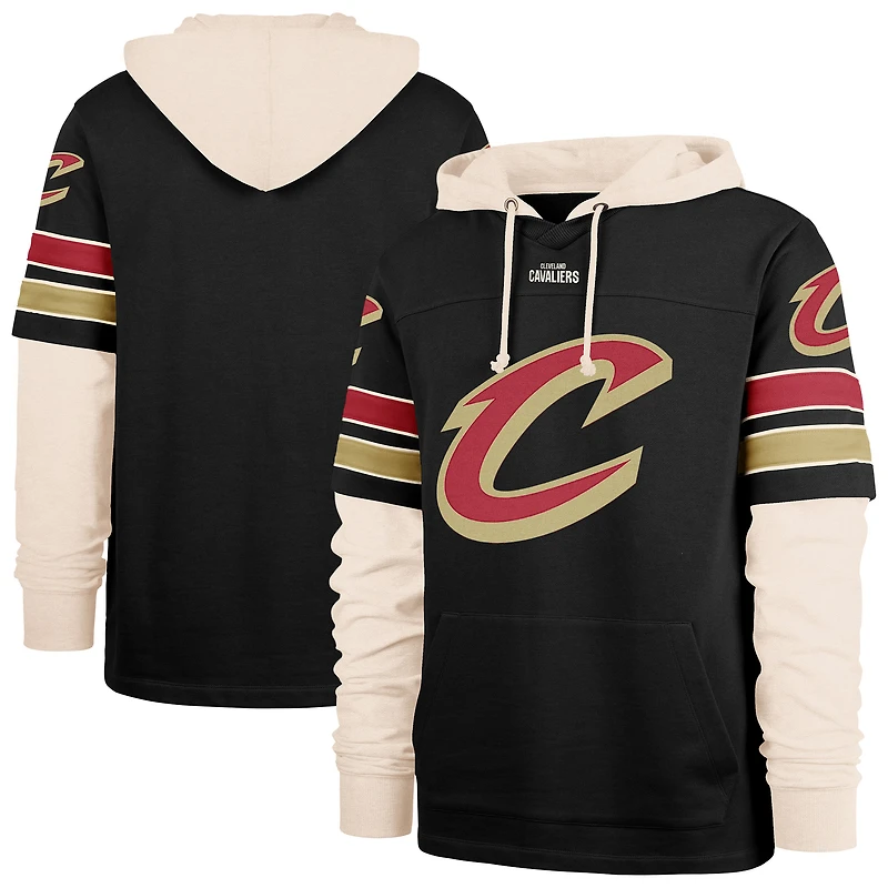 Men's '47  Black Cleveland Cavaliers Split Zone Cornerback Duo Hoodie