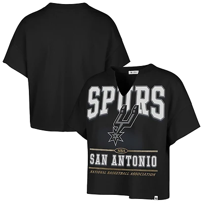 Women's '47 Black San Antonio Spurs Elation Oversized Notch Neck T-Shirt