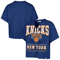 Women's '47 Blue New York Knicks Elation Oversized Notch Neck T-Shirt