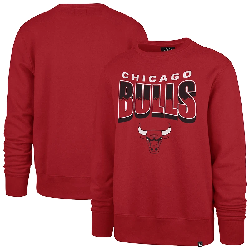 Unisex '47  Red Chicago Bulls Brush By Headline Crewneck Sweatshirt