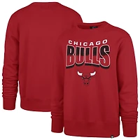 Unisex '47  Red Chicago Bulls Brush By Headline Crewneck Sweatshirt