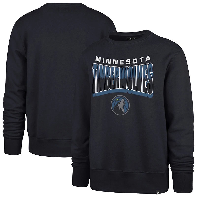 Unisex '47 Navy Minnesota Timberwolves Brush By Headline Crewneck Sweatshirt
