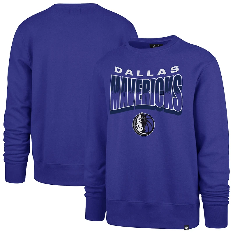 Unisex '47  Blue Dallas Mavericks Brush By Headline Crewneck Sweatshirt
