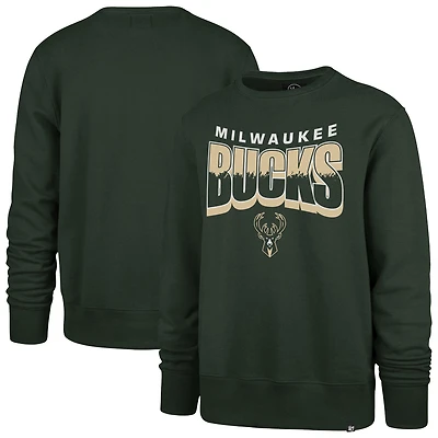 Unisex '47  Hunter Green Milwaukee Bucks Brush By Headline Crewneck Sweatshirt