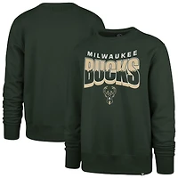 Unisex '47  Hunter Green Milwaukee Bucks Brush By Headline Crewneck Sweatshirt