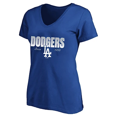 Women's Profile Royal Los Angeles Dodgers Plus Size Wordmark V-Neck T-Shirt