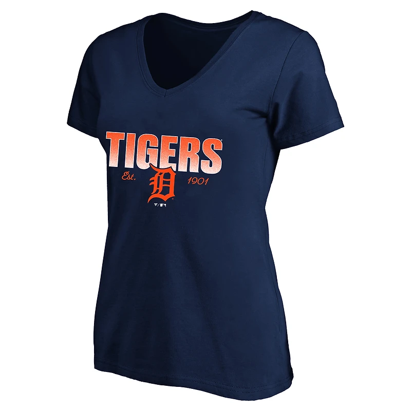 Women's Profile Navy Detroit Tigers Plus Size Wordmark V-Neck T-Shirt