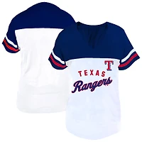 Women's Profile White/Royal Texas Rangers Plus Size Two-Stripe V-Neck T-Shirt
