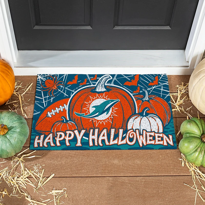 Miami Dolphins 28" x 16" Happy Halloween Turf Door Mat