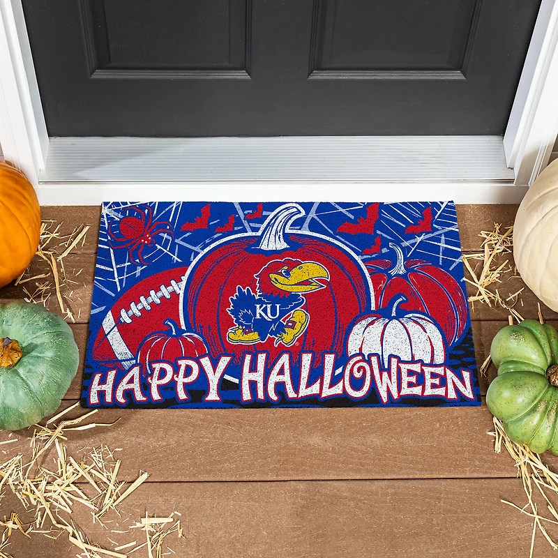 Kansas Jayhawks 28" x 16" Happy Halloween Turf Door Mat