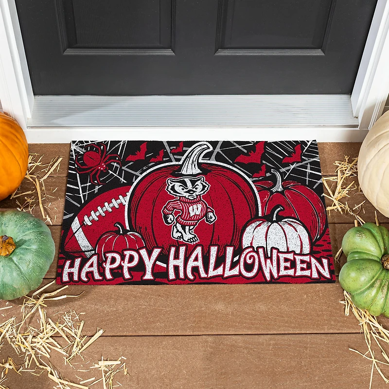 Wisconsin Badgers 28" x 16" Happy Halloween Turf Door Mat