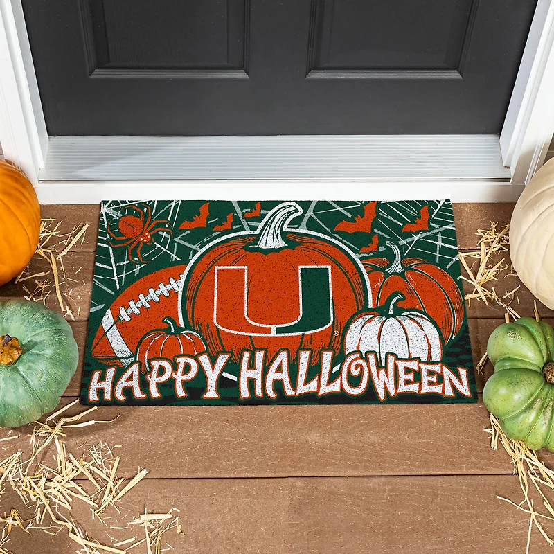 Miami Hurricanes 28" x 16" Happy Halloween Turf Door Mat
