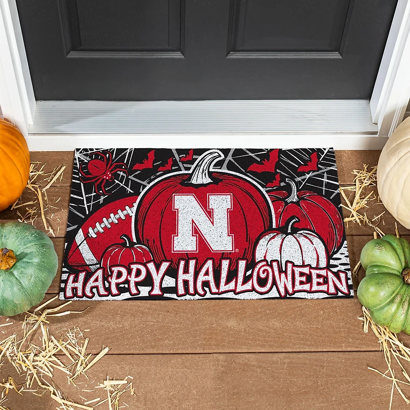 Nebraska Huskers 28" x 16" Happy Halloween Turf Door Mat