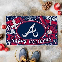 Atlanta Braves 28" x 16" Happy Holidays Christmas Turf Door Mat