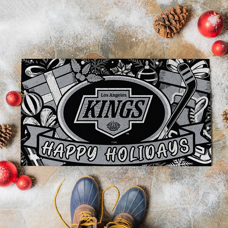 Los Angeles Kings 28" x 16" Happy Holidays Christmas Turf Door Mat