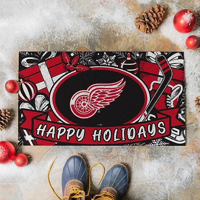 Detroit Red Wings 28" x 16" Happy Holidays Christmas Turf Door Mat