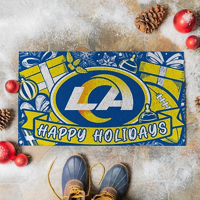 Los Angeles Rams 28" x 16" Happy Holidays Christmas Turf Door Mat