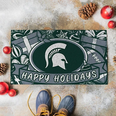 Michigan State Spartans 28" x 16" Happy Holidays Christmas Turf Door Mat